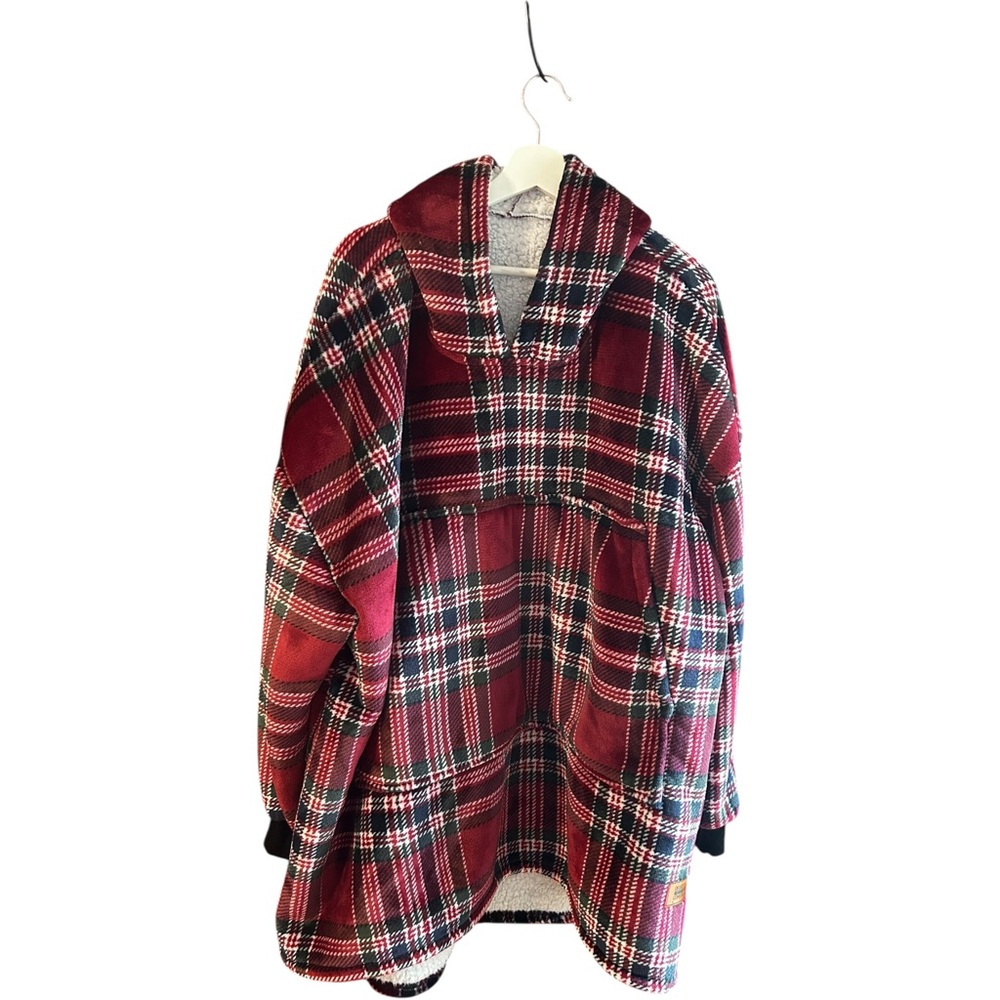 Degrees of Comfort red plaid poncho